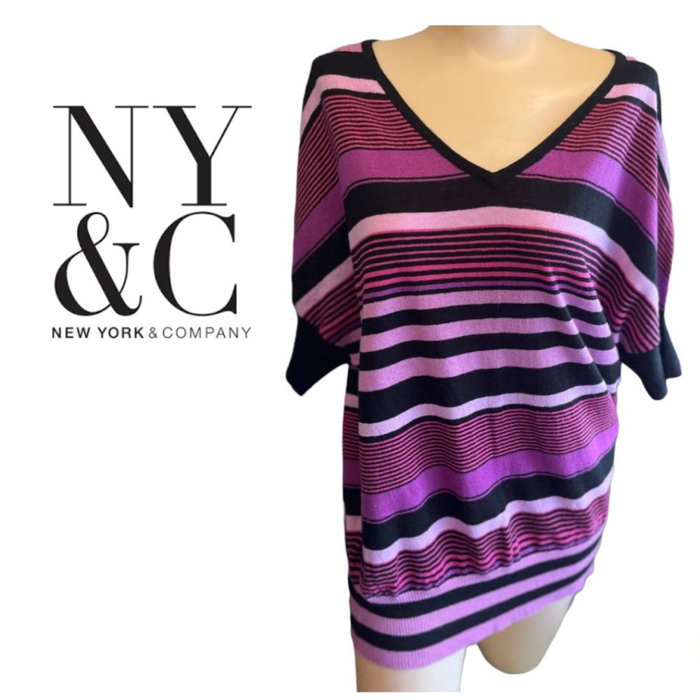 NWT NY & CO Striped Dolman Sleeves Sweater Size Medium